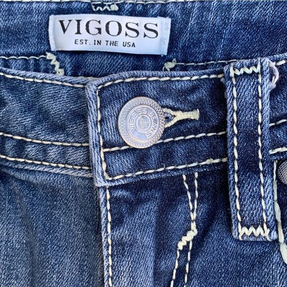Vigoss Medium Wash Distressed Skinny Embroidered Jeans Women’s size 6 - Picture 11 of 13